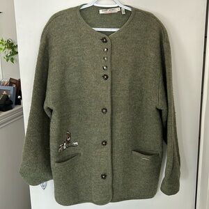 Beautiful Vintage Gaddy Hand Métier Wool Embroidered cardigan